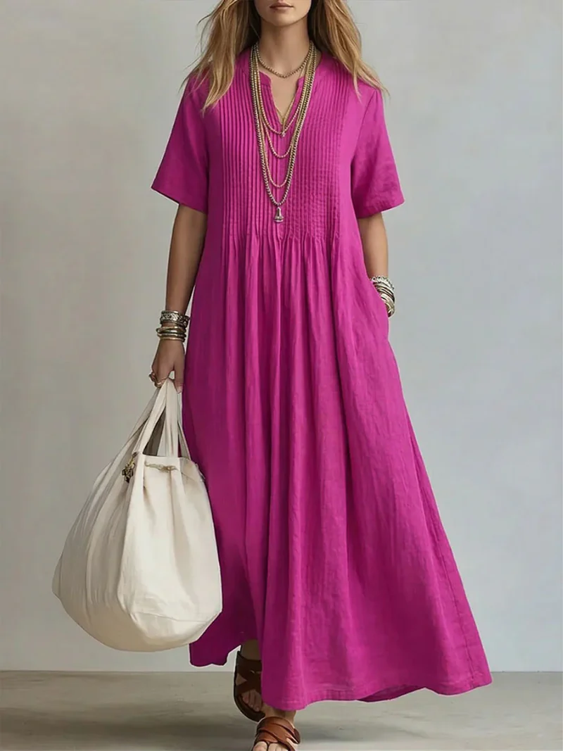 Dina – Robe Plissée Fluide & Élégante