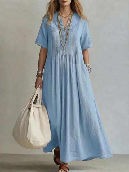 Dina – Robe Plissée Fluide & Élégante